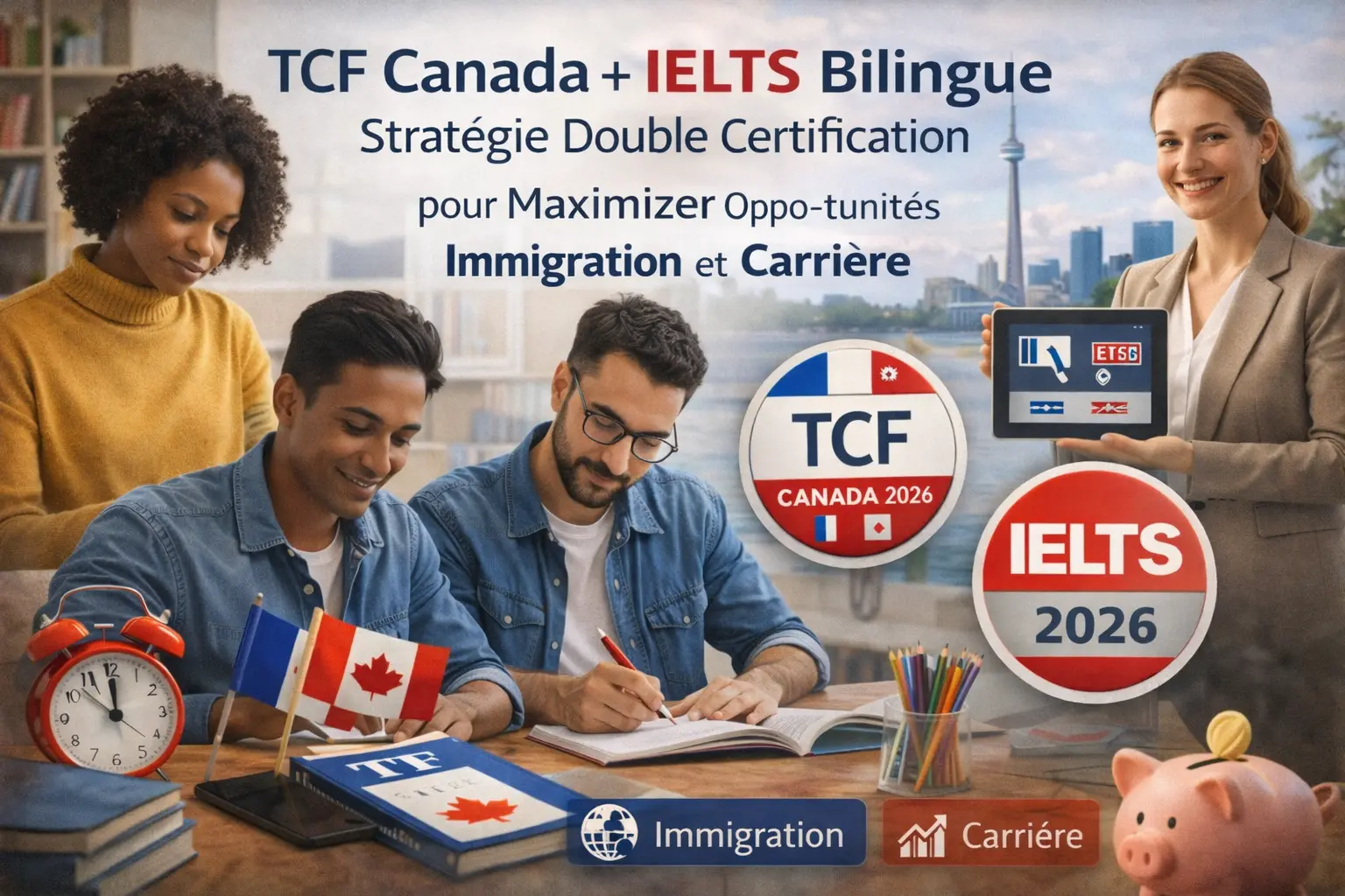 TCF Canada + IELTS Bilingue 2026 : Stratégie Double Certification pour Maximiser Opportunités Immigration et Carrière